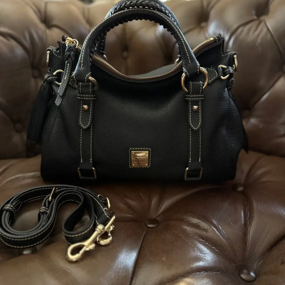 Dooney & Bourke Pebble Grain Leather Satchel Black Made USA Medium